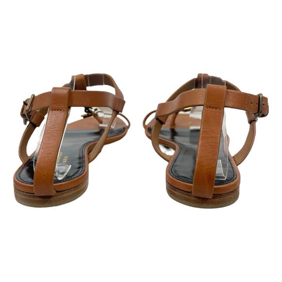 Saint Laurent Cassandra YSL Logo T Strap Toe Ring Sandal Brown Size 41 - Picture 10 of 14
